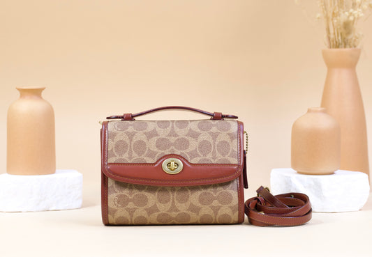 Coach Kip Women's Turnlock Crossbody In Signature Canvas - Brown