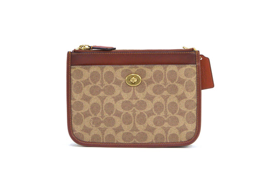 Coach - Slim Turnlock Crossbody In Signature Canvas - Tan Rust - C6661