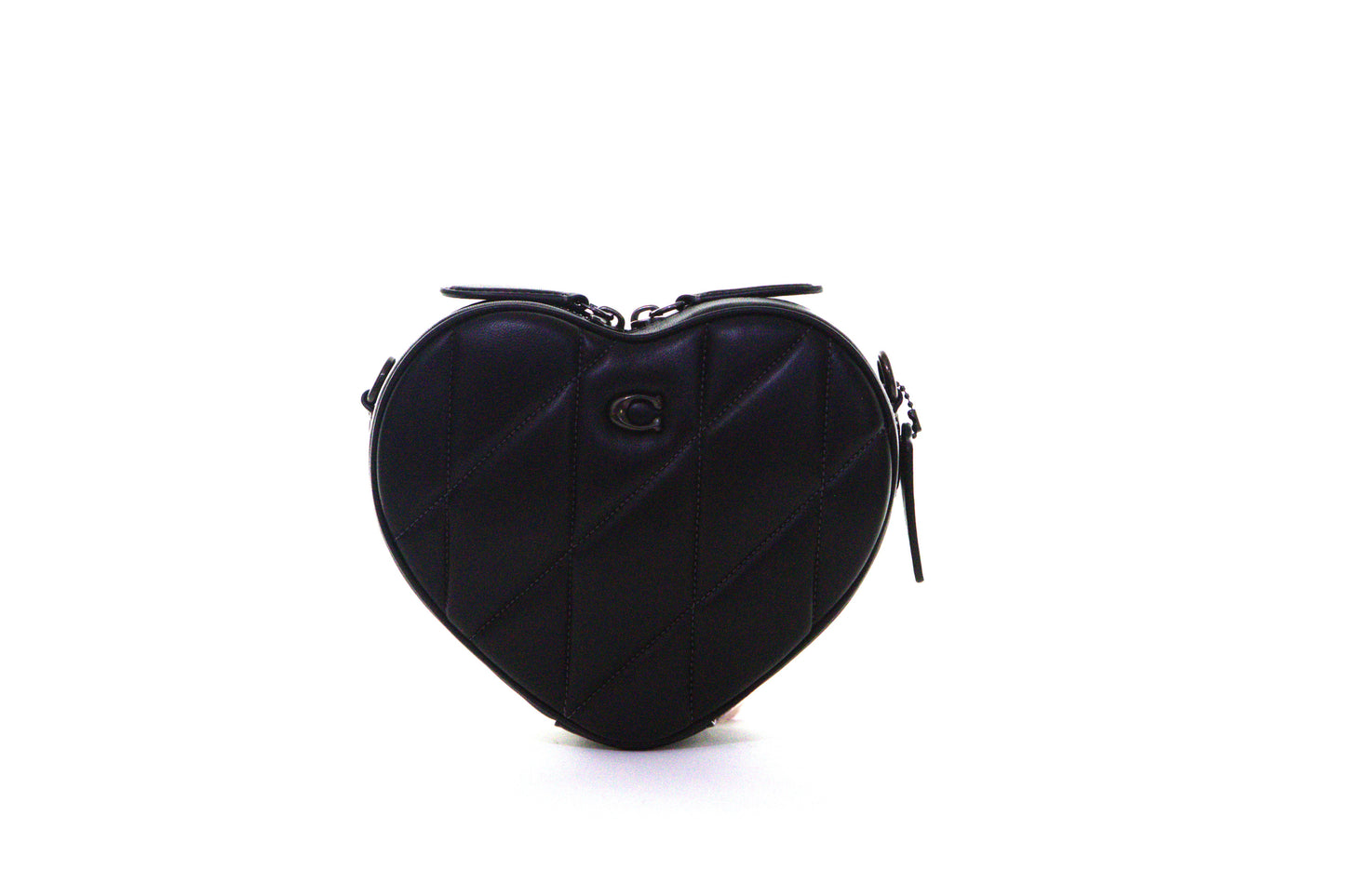 COACH CE725 QUILTED LEATHER HEART BAG BLACK