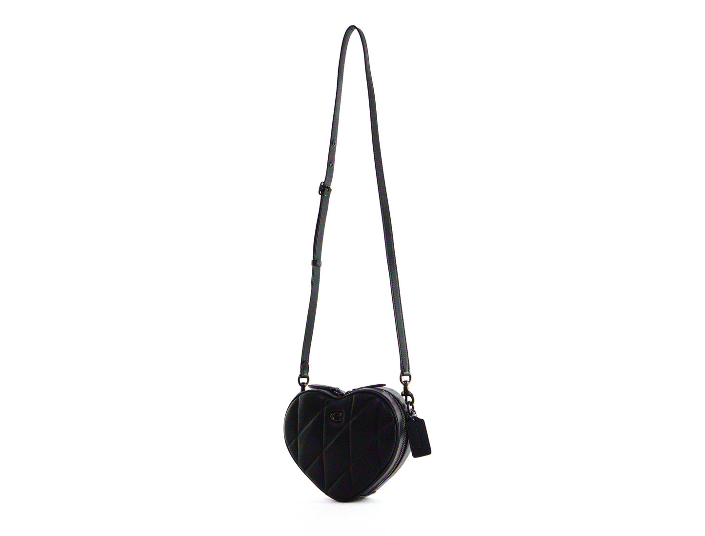 COACH CE725 QUILTED LEATHER HEART BAG BLACK