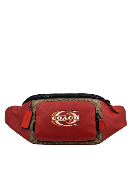Coach Track Belt Bag In Colorblock Signature Canvas With Coach Stamp