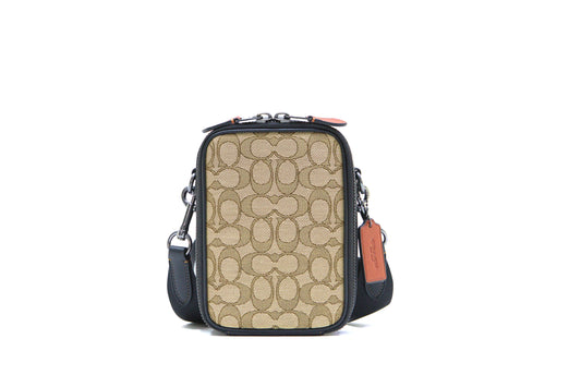 Coach Men's Stanton Crossbody In Signature Jacquard - Khaki / Black Multi