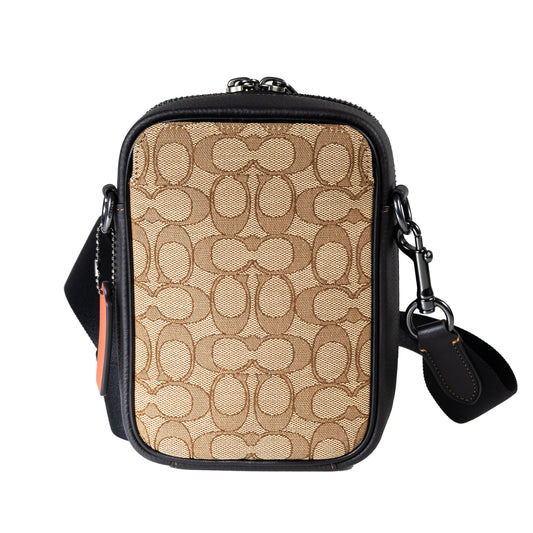 Coach Men's Stanton Crossbody In Signature Jacquard - Khaki / Black Multi