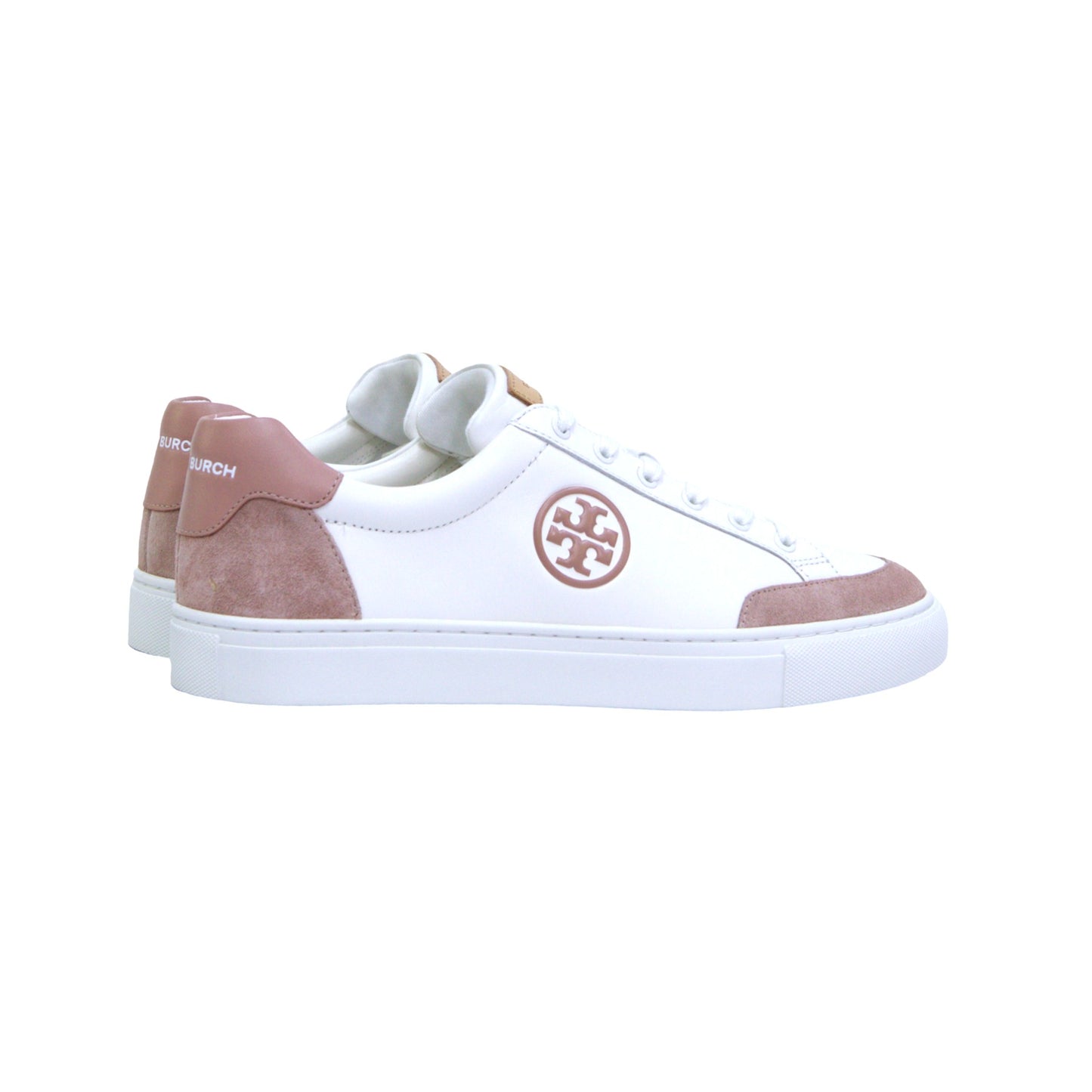 TORY BURCH 83626 COLOR BLOCK SNEAKER BARI NAPPA US 10.5 PINK MOON/MALVA/SNOW WHITE