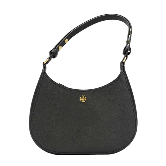 Tory Burch Emerson Saffiano Leather Shoulder Bag in Black