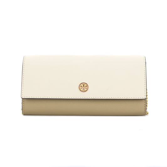 Tory Burch Emerson Saffiano Leather Wallet on a Chain - Brie/Almond Flour