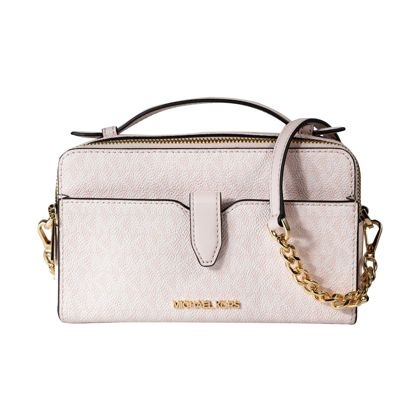 Michael Kors Medium Double Zip Phone Crossbody - Powder Blush - Front View