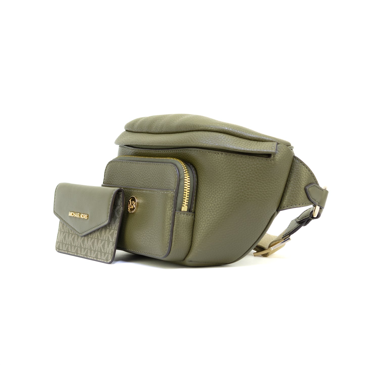 Michael Kors Maisie Large Pebbled Leather 2 in 1 Sling Pack Belt Bag - Olive