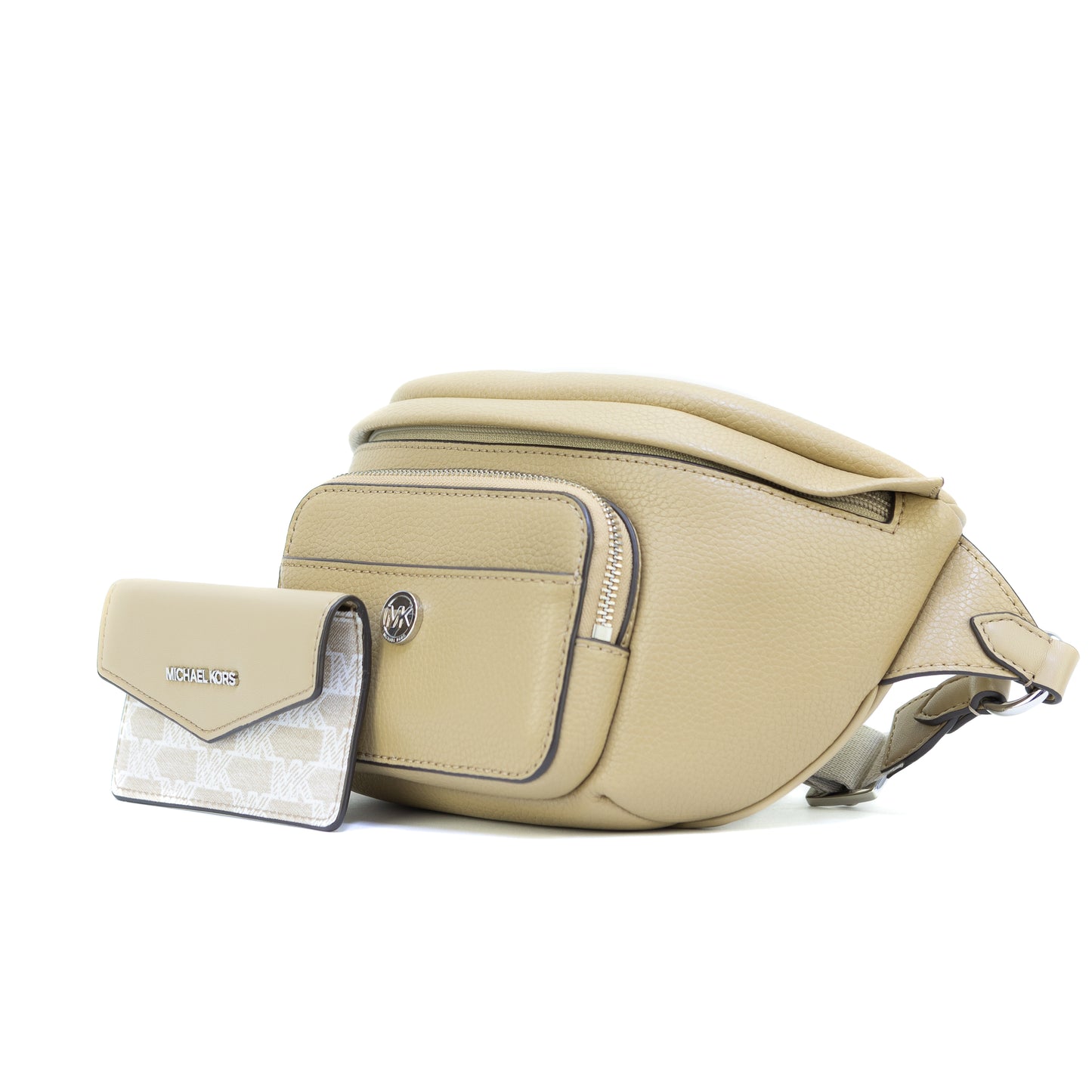 Michael Kors Maisie Large Pebbled Leather 2 in 1 Sling Pack Belt Bag - Camel