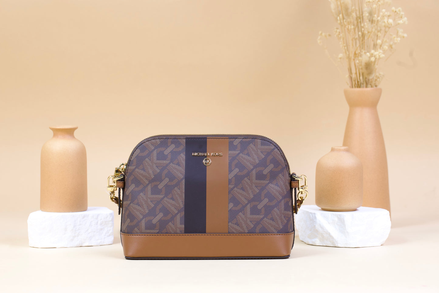 MICHAEL KORS 32H3GT9C3B JET SET CHARM DOME CROSSBODY BRN/LUGGAGE