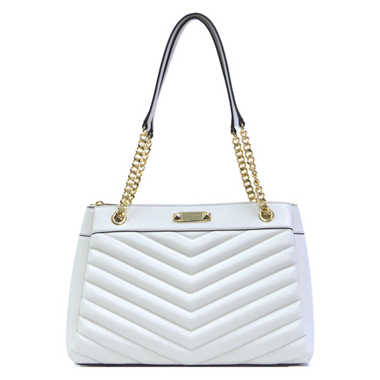 MICHAEL KORS 35R4GWHT6U WHITNEY MEDIUM CHAIN SHOULDER TOTE LIGHT CREAM