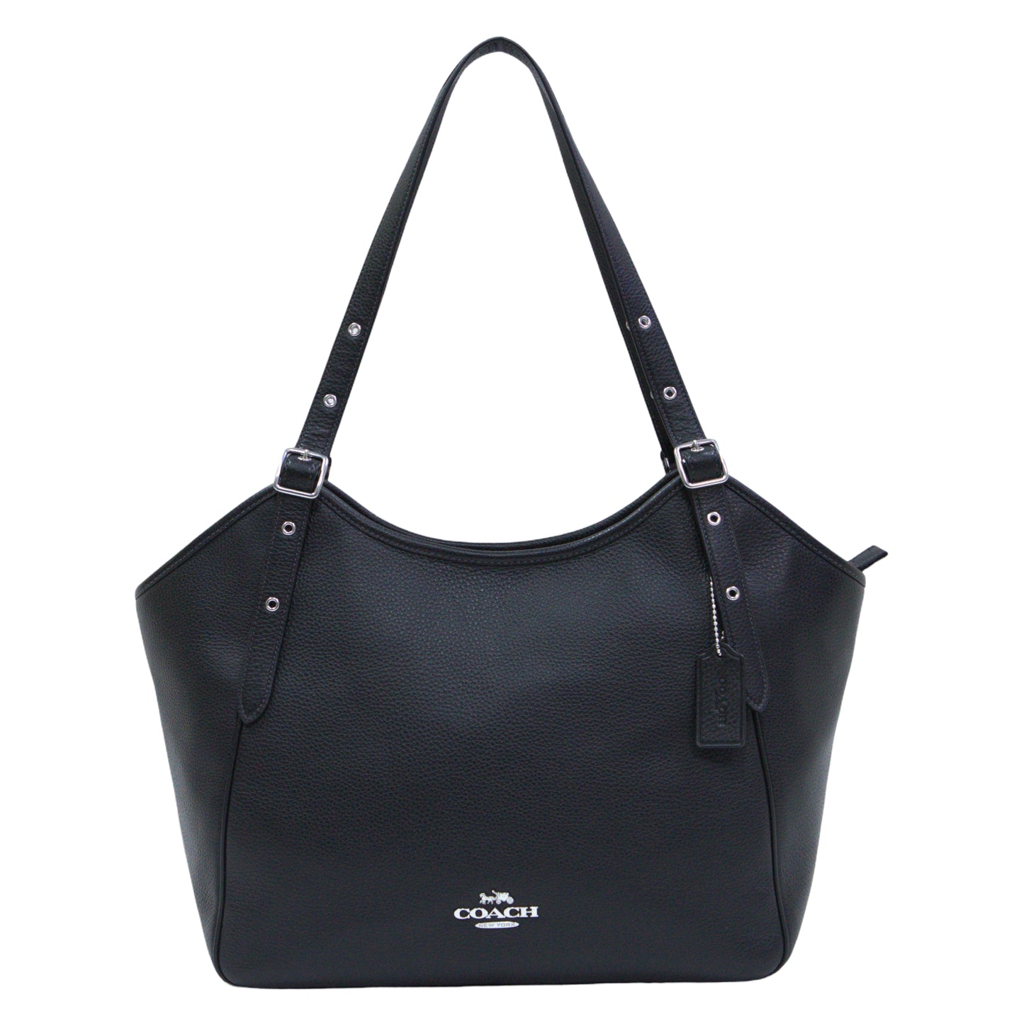 COACH CM074 PEBBLE LEATHER MEADOW SHOULDER BAG BLACK