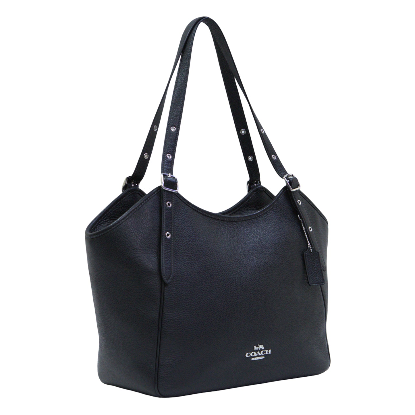 COACH CM074 PEBBLE LEATHER MEADOW SHOULDER BAG BLACK