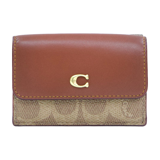 COACH CM438 CC SIGNATURE ESS MN TR WALLET TAN RUST