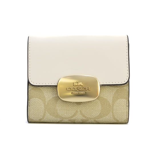 COACH CP255 ELIZA SMALL WALLET LIGHT KHAKI/CHALK