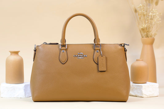 COACH CR156 REFINED PEBBLED LEATHER GEORGIA SATCHEL CROSSBODY LIGHT SADDLE