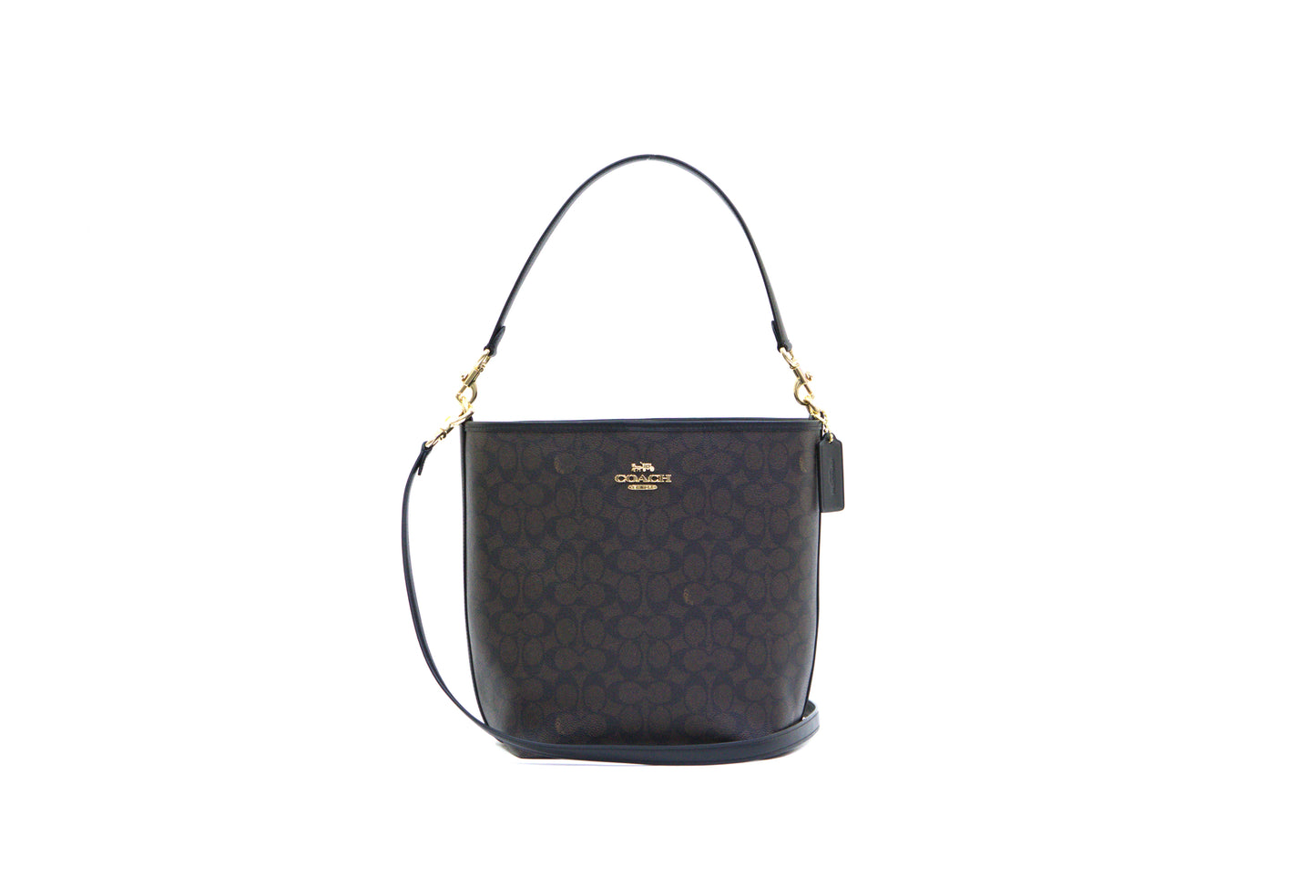 COACH CT802 SIGNATURE LARGE CITY BUCKET WALNUT/BLACK