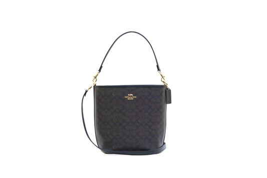 COACH CT802 SIGNATURE LARGE CITY BUCKET WALNUT/BLACK