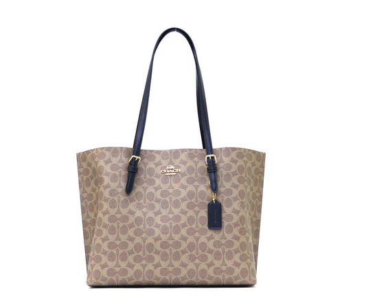 COACH CV967 SIGNATURE MOLLIE TOTE TAN/BLACK