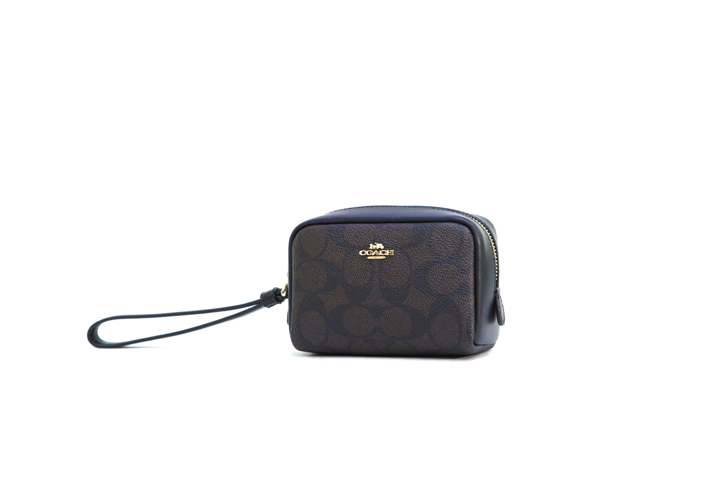 COACH CW907 POUCH WRISTLET SIGNATURE WALNUT/BLACK