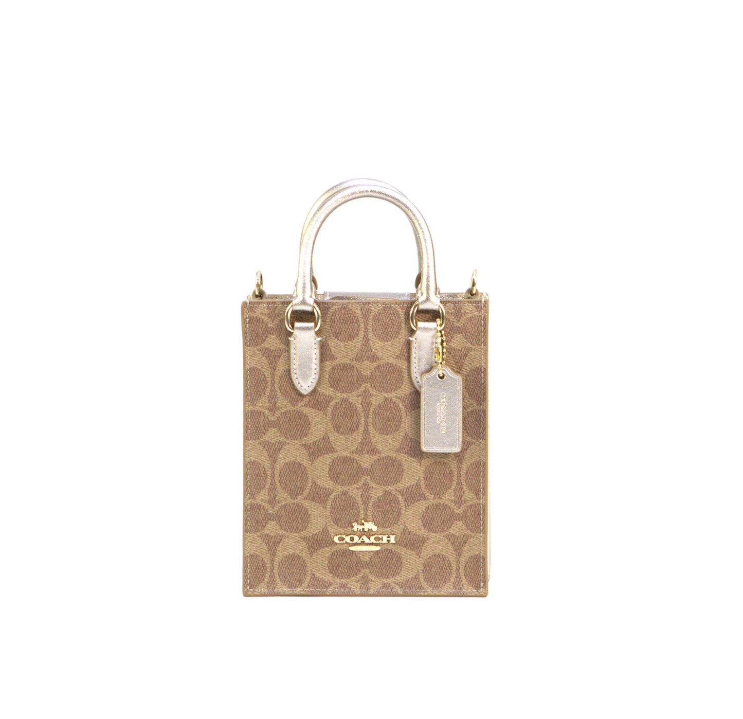 COACH CX188 BOXED MINI TOTE WITH CHARM TAN/LIGHT CHAMPAGNE