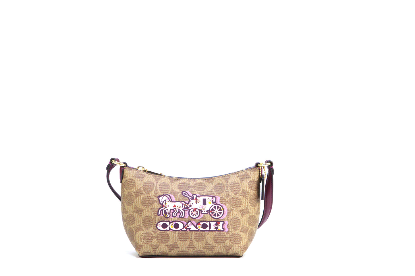 COACH CX606 ZIP XB SIG HC TAN/BLACKCHERRY