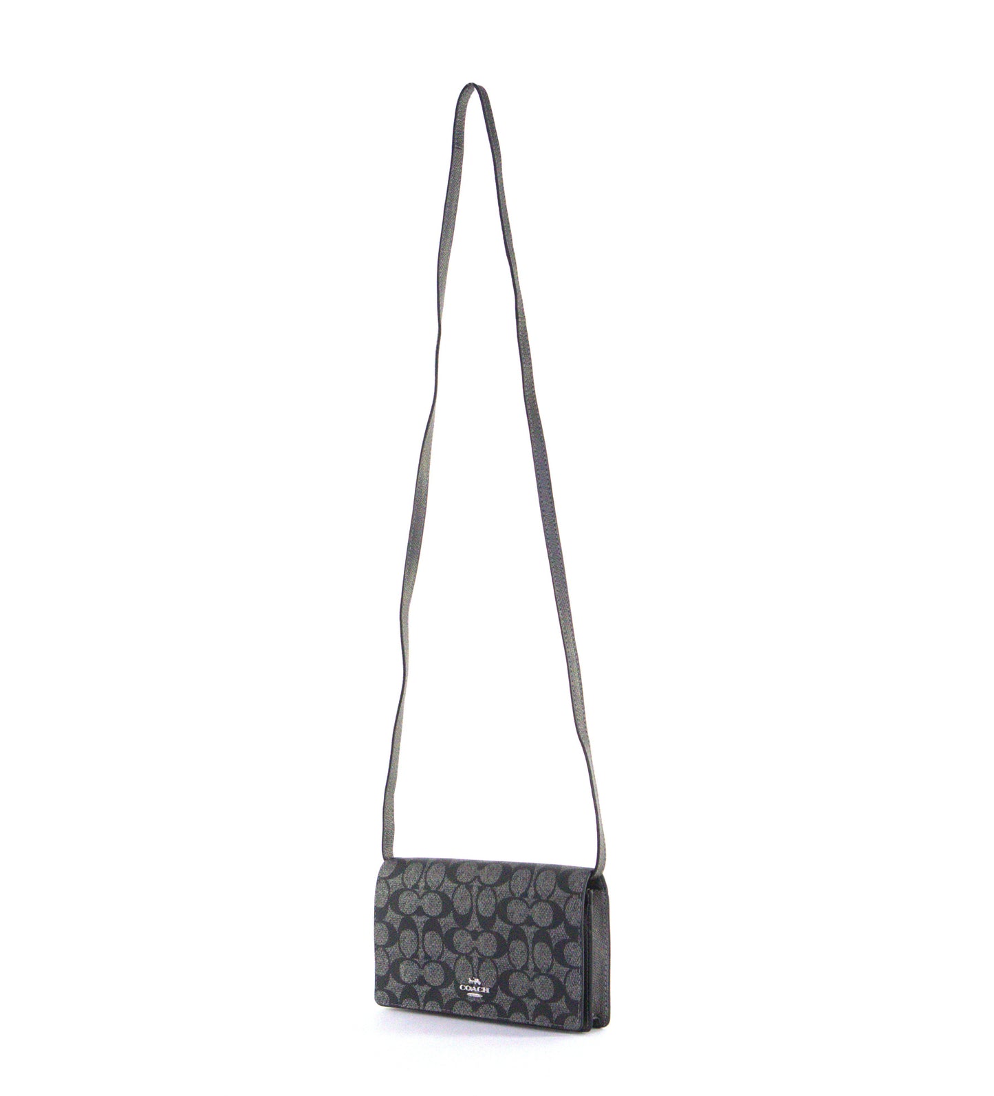 COACH CX593 ANN FOLDOVER CLUTCH METALLIC SIGNATURE IN GUNMETAL MULTI