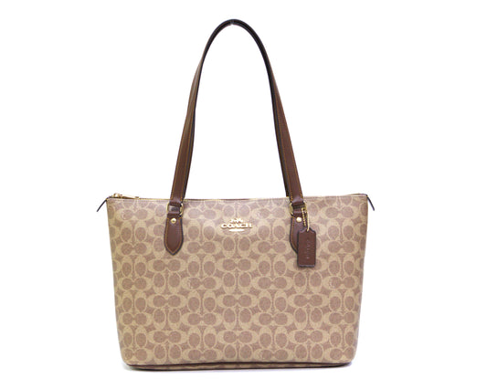 COACH CW381 SIGNATURE GALLERY TOTE TAN/BROWN