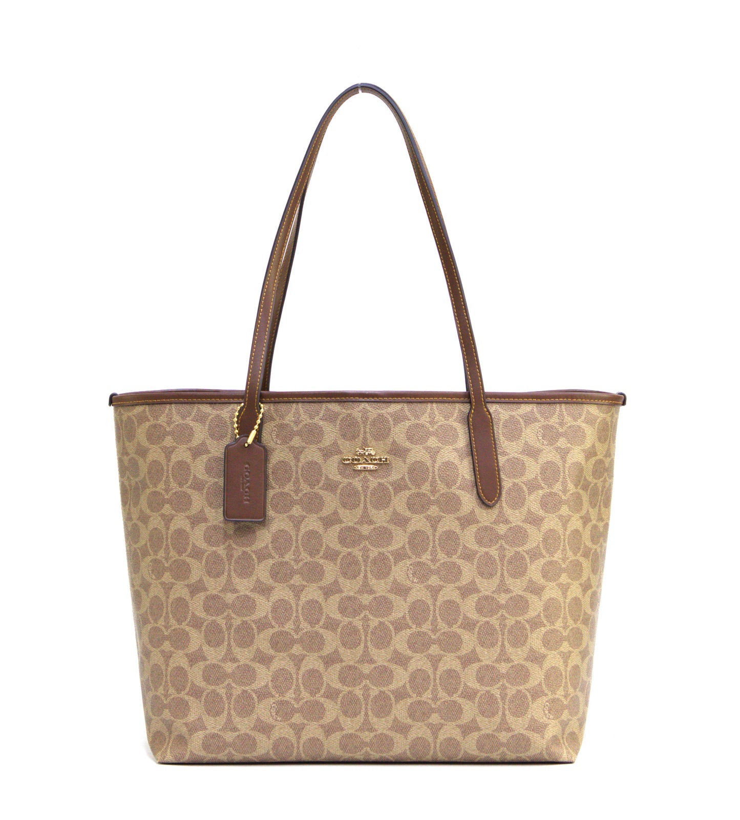 COACH CV976 SIG CITY TOTE TAN/BROWN