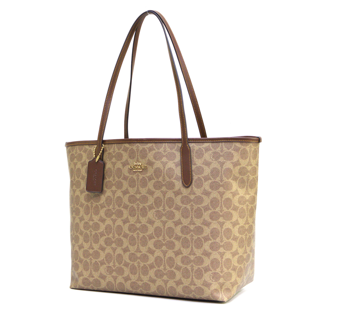 COACH CV976 SIG CITY TOTE TAN/BROWN