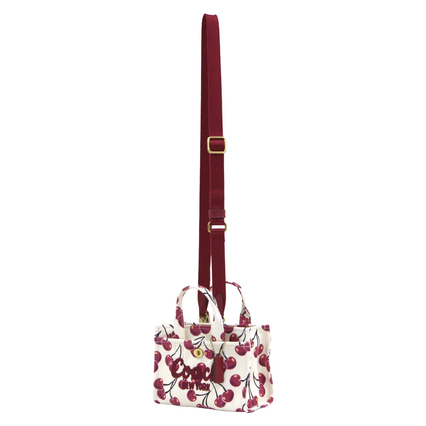 COACH CZ104 CHERRY PRINT CANVAS CARGO TOTE 20 CHALK MULTI