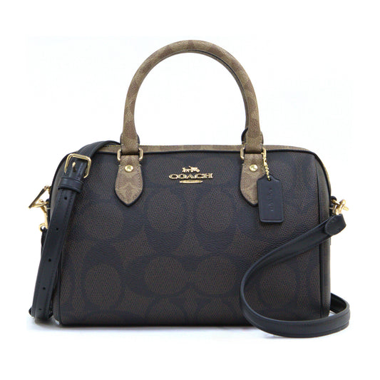 COACH CY679 SIGNATURE BLACK ROWAN WALNUT/TAN