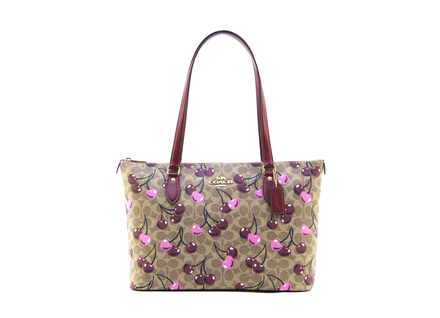 COACH CAA71 SIGNATURE CHERRY GALLERY TOTE TAN/MULTI