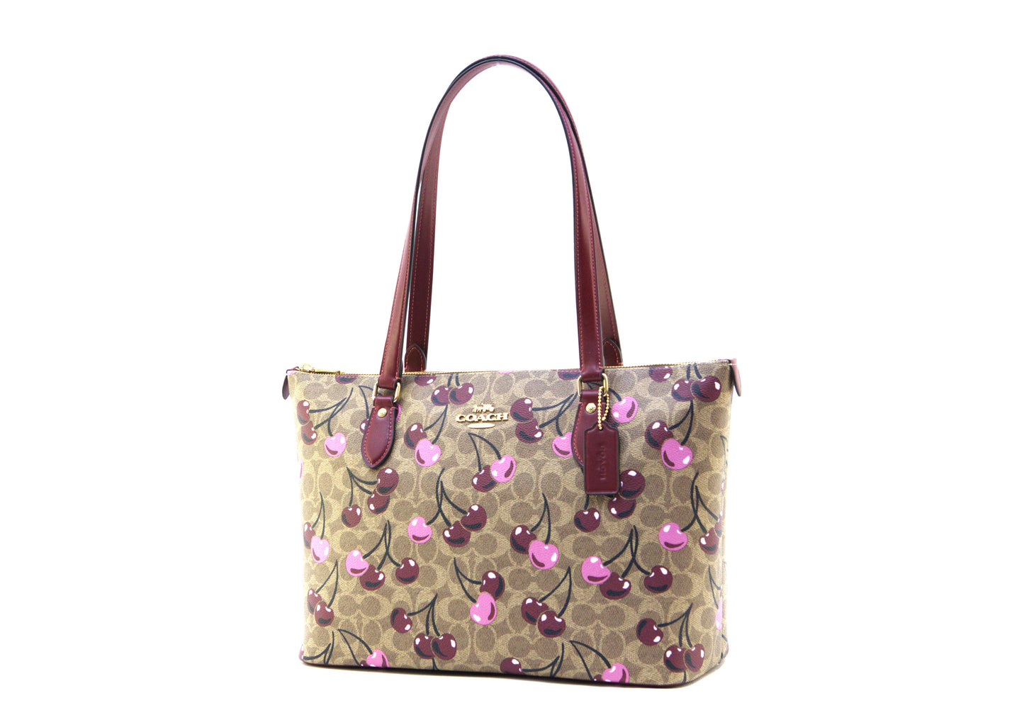 COACH CAA71 SIGNATURE CHERRY GALLERY TOTE TAN/MULTI