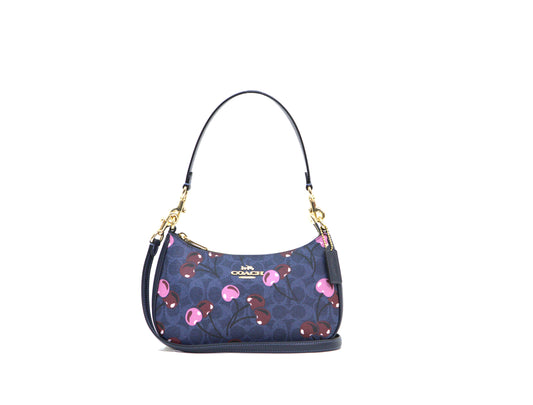 COACH CY694 SIGNATURE CHERRY TERI SHOULDER BAG DENIM MULTI