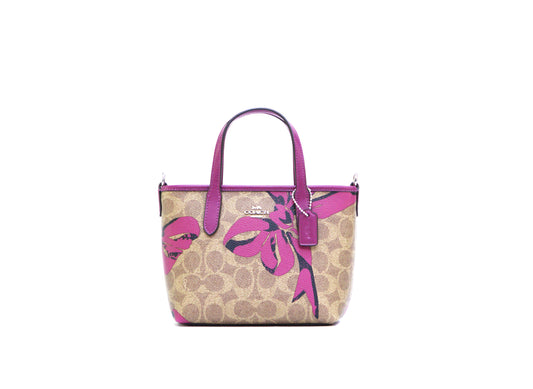 COACH CY736 CITY MINI TOTE SIG BW TAN/PINK MULTI