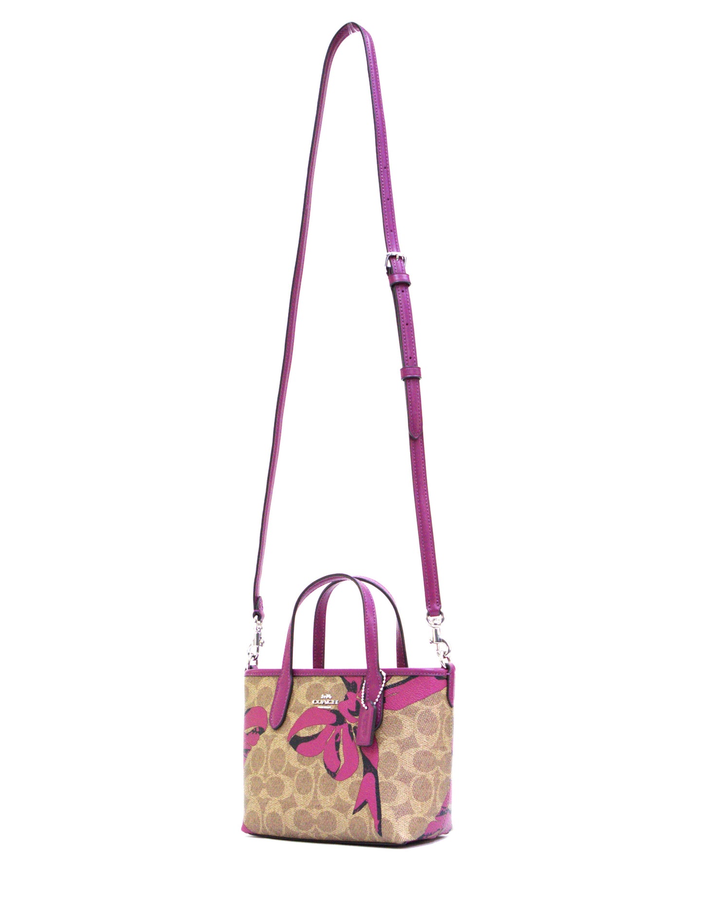 COACH CY736 CITY MINI TOTE SIG BW TAN/PINK MULTI