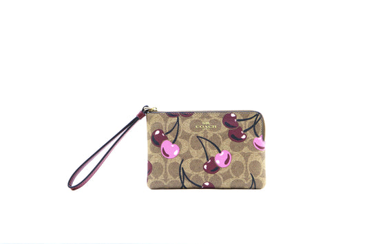 COACH CZ450 CRN ZIP SIGNATURE CHERRY TAN/MULTI