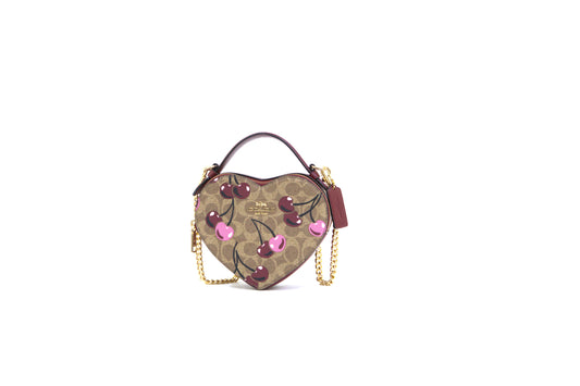 COACH CY706 HEART CROSSBODY SIGNATURE CHERRY TAN MULTI