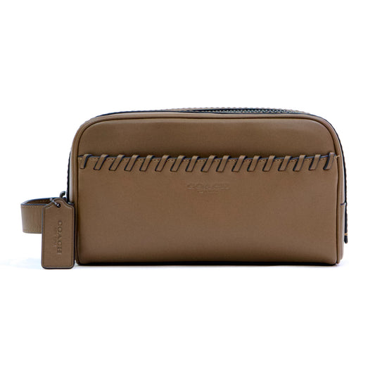 COACH CBE03 QB/SD SM TRAVEL KIT WHIPSTITCH QB/SADDLE