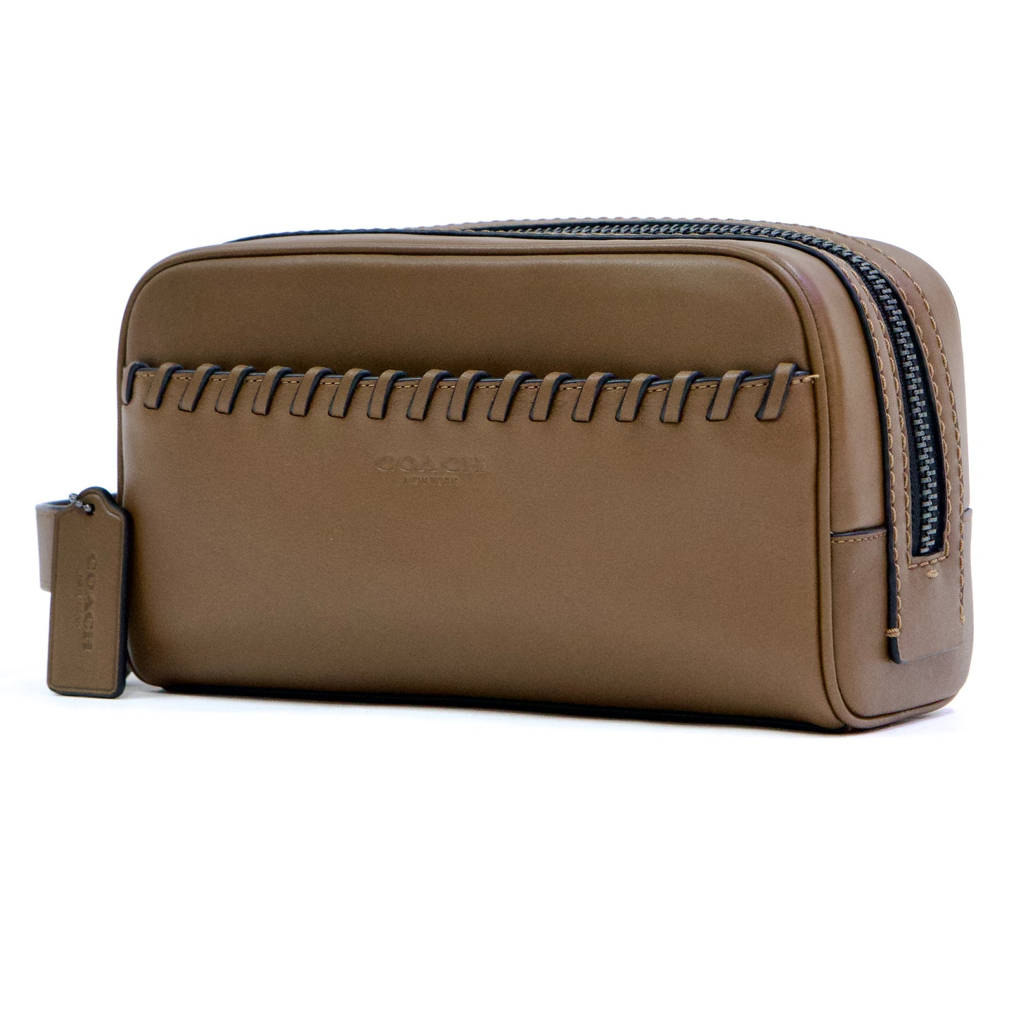COACH CBE03 QB/SD SM TRAVEL KIT WHIPSTITCH QB/SADDLE