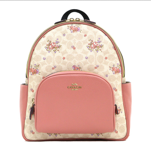 COACH CAS40 SIGNATURE FLORAL PRINT COURT BACKPACK SAND MULTI