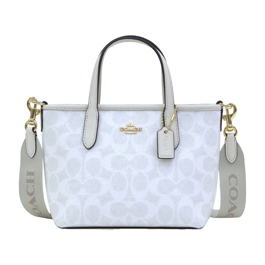 COACH CW032 CITY MINI TOTE SIGNATURE CANVAS WHITE/CHALK