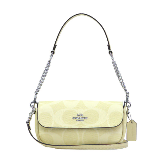 COACH CAN70 HAILEY FLAP BAG MX SIGNATURE CANVAS HAY