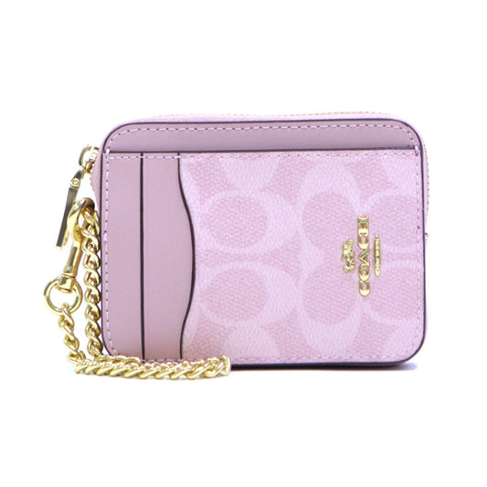 COACH CW883 ZIP CARD CASE SIGNATURE POWDER PINK