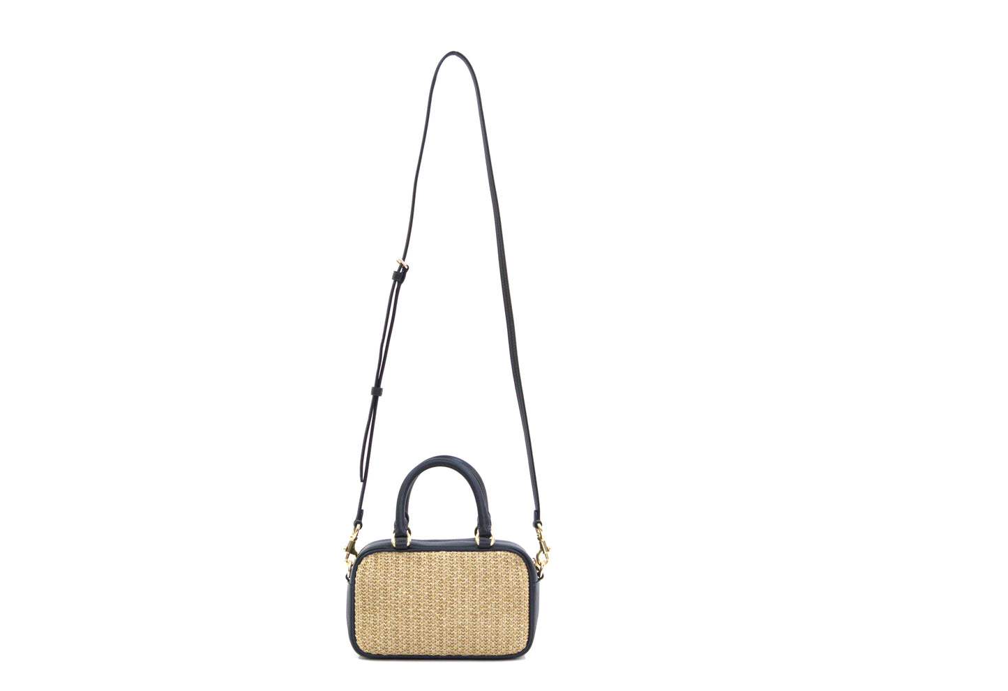 COACH CAK74 SATCHEL CROSSBODY STRAW TOAST/BLACK