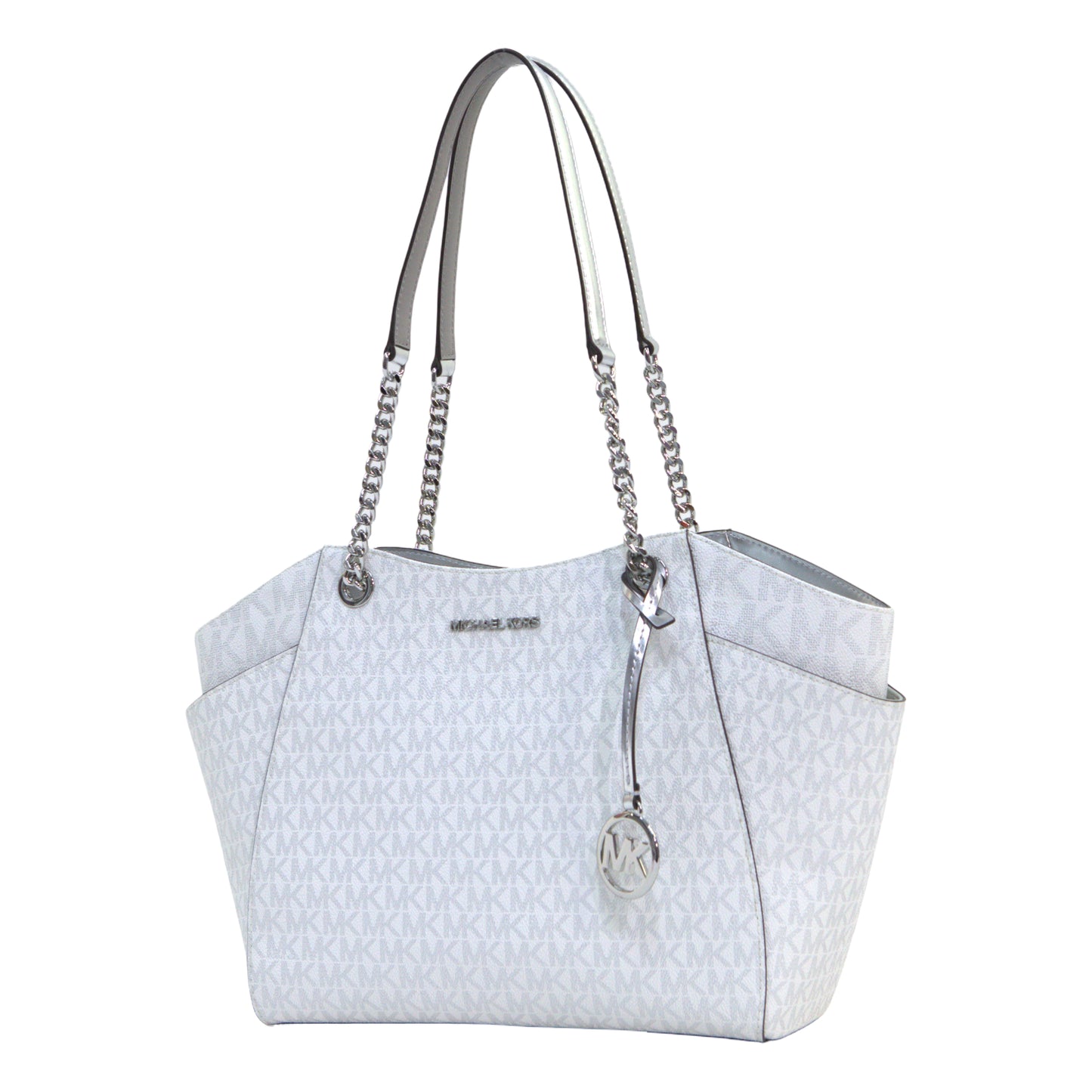 MICHAEL KORS 35F4STVE3V JET SET TRAVEL LARGE CHAIN SHOULDER TOTE SILVER