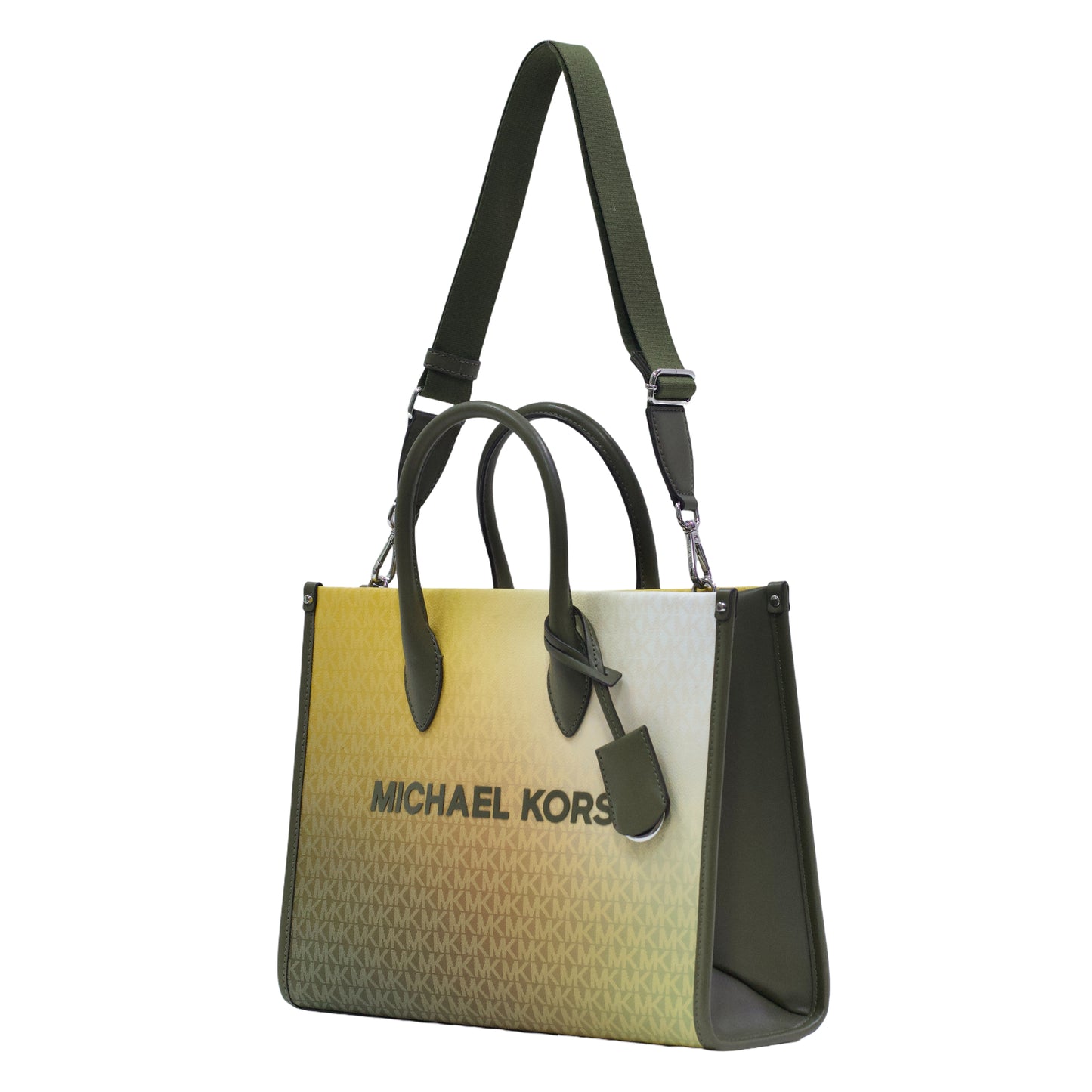 Michael Kors Mirella Women Medium Logo East West Crossbody Tote Bag-Olive Multi