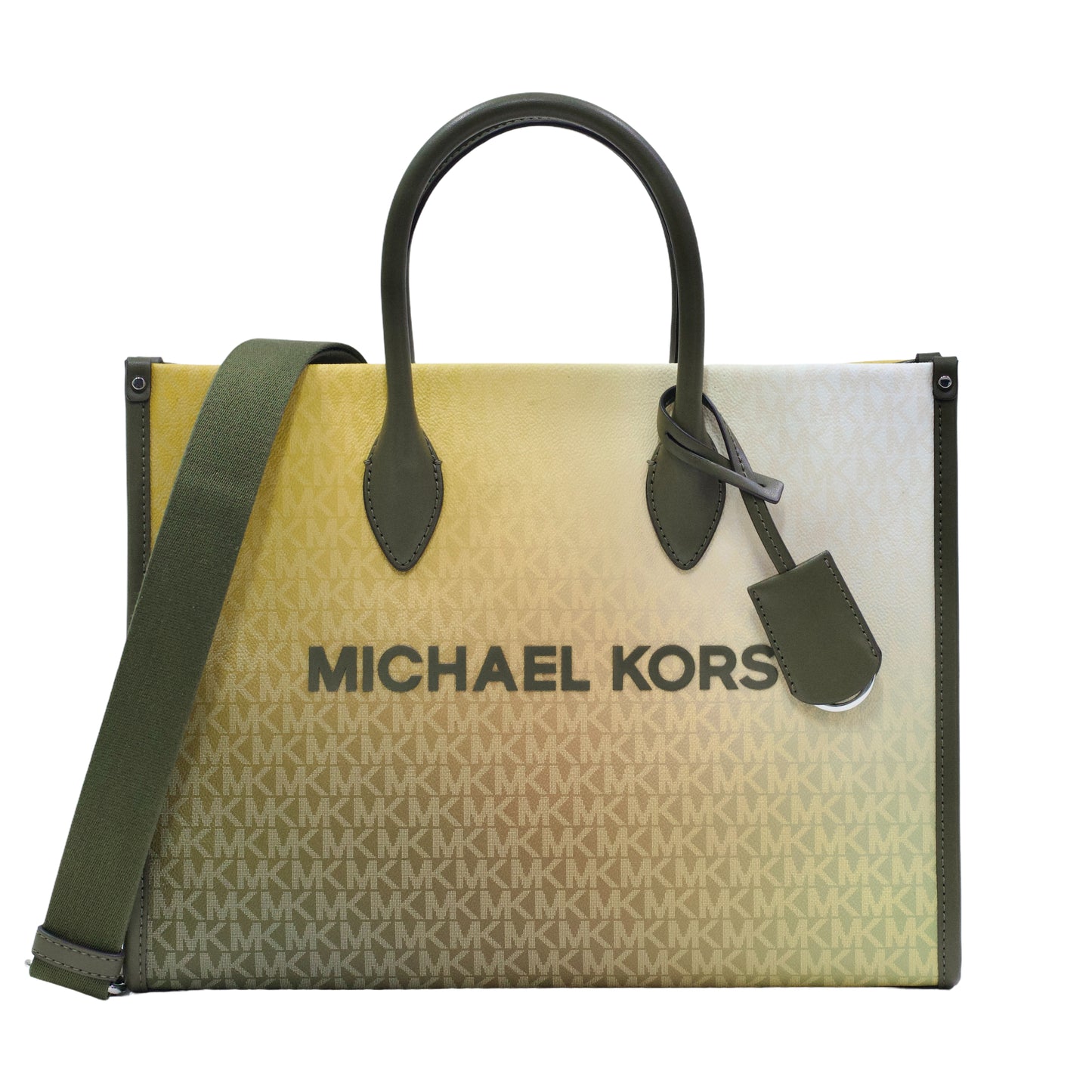 Michael Kors Mirella Women Medium Logo East West Crossbody Tote Bag-Olive Multi