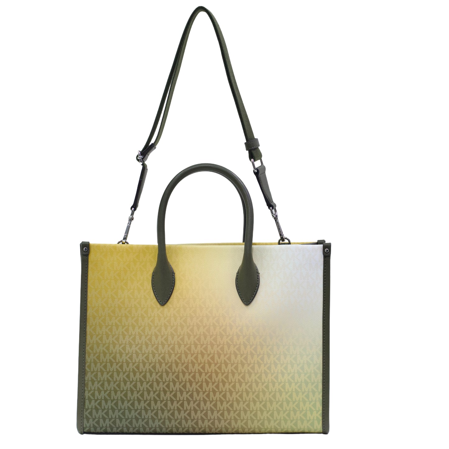 Michael Kors Mirella Women Medium Logo East West Crossbody Tote Bag-Olive Multi